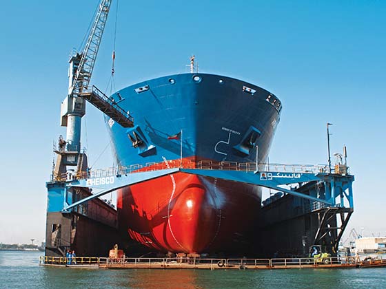 Vessel in Floating Dock